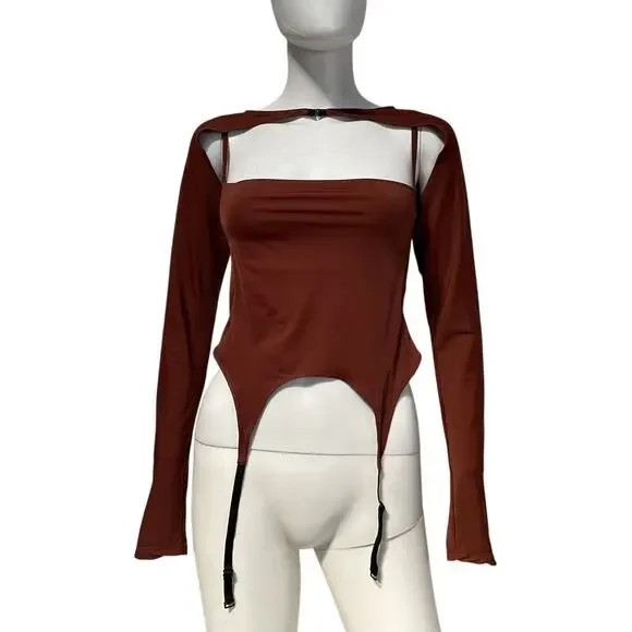 Miaou Sleek Brown Phoenix Top Size M - Picture 2 of 5